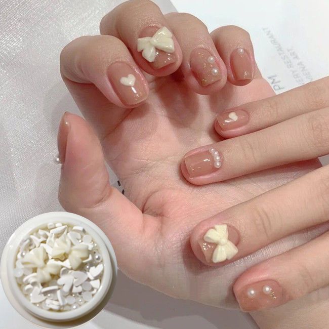 New Nail Art Jewelry Half Round Pearl Diamond Soft Pottery Heart Bow Knot Mixed Nail Polish Decoration Nail Art Tools