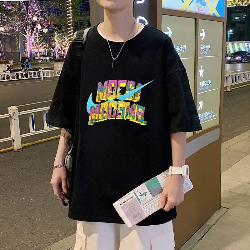 純棉時尚帥氣男士短袖t恤寬鬆韓版港風潮流潮牌情侶裝男生上衣男
