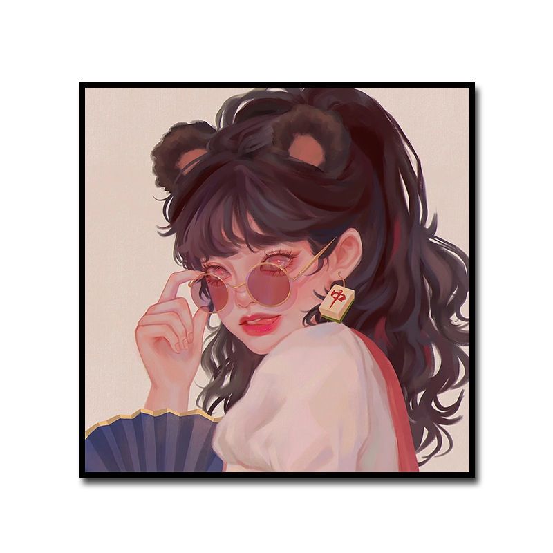 国潮千禧女孩diy数字油画闺蜜情侣动漫头像手绘涂色填充画手工画