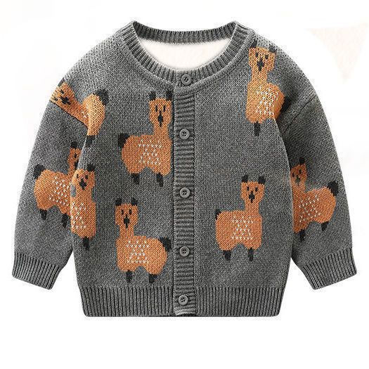 Boys cartoon jacket 2023 new autumn and winter cardigan sweater girls cardigan jacket infant baby sweater