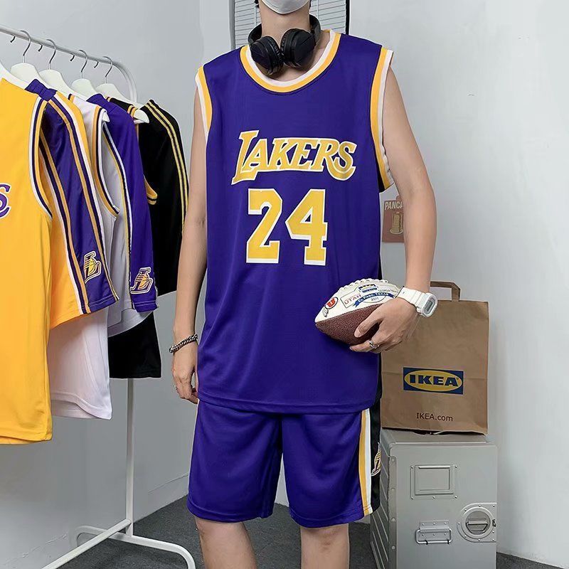 Ball suit men's Lakers Kobe 24 street basketball loose large size national fashion NBA sports vest shorts
