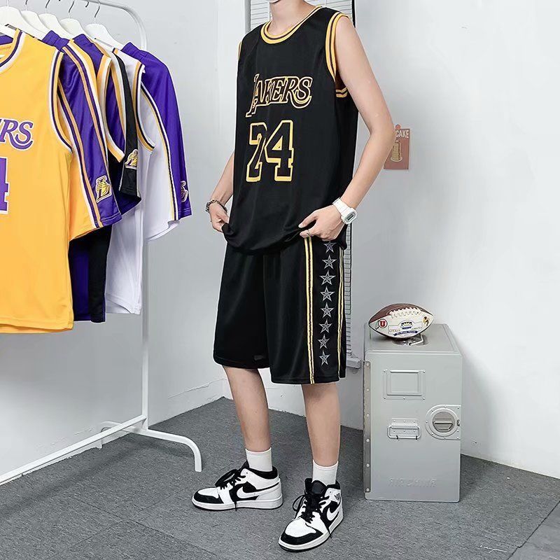 Ball suit men's Lakers Kobe 24 street basketball loose large size national fashion NBA sports vest shorts