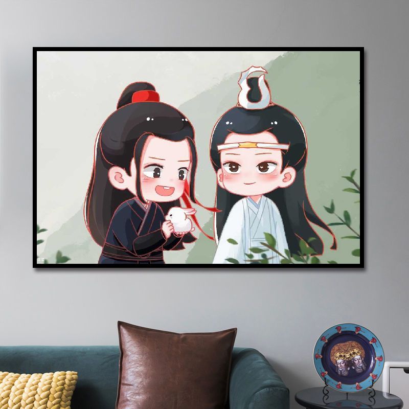 陈情令魏无羡蓝忘机q版diy数字油画手工填色创意油彩画礼物定制画