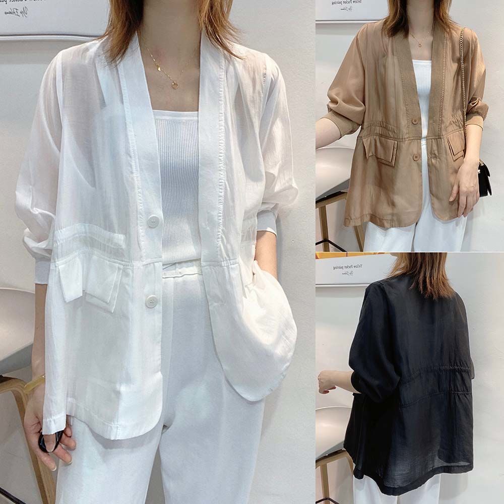 Thin suit 2023 summer new sun protection clothing jacket women's summer thin suit sun protection clothing cardigan suit