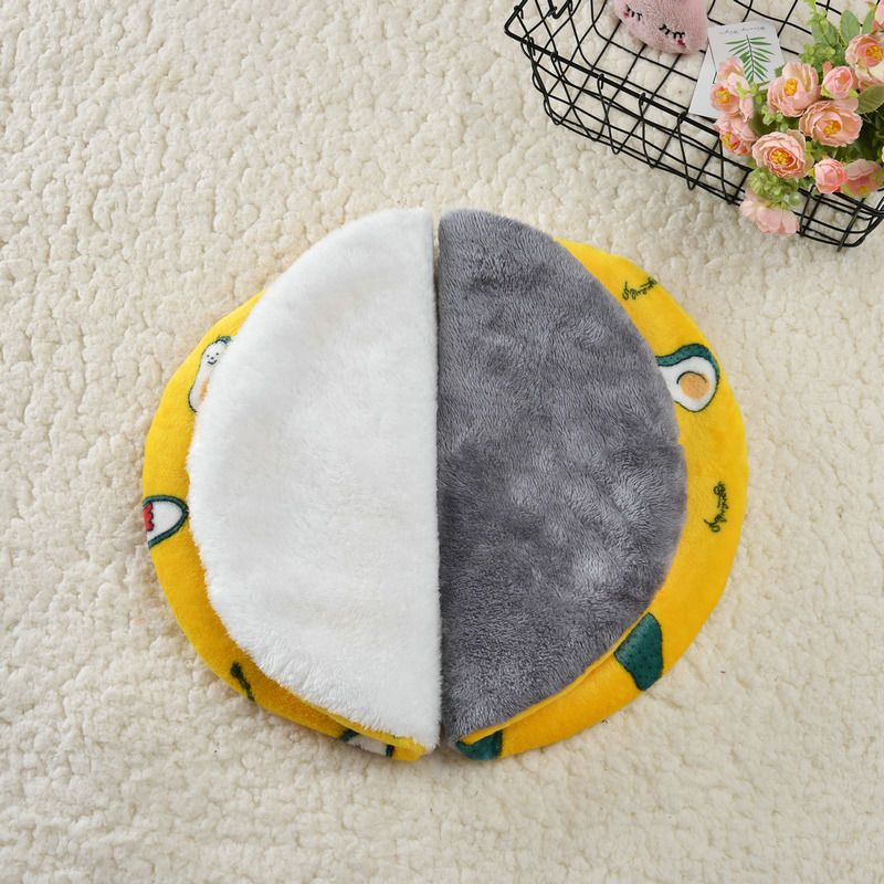 Pet supplies cartoon mat with double-sided plush and thick insulation round pad, dog litter pad, cat mattress, small and medium-sized dog insulation pad
