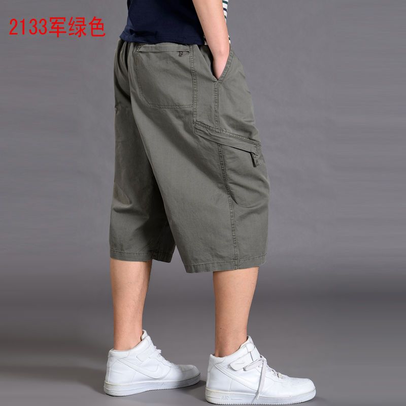 Summer loose tooling cropped pants men's sports shorts plus fat plus size casual 7-point pants fat fat guy breeches