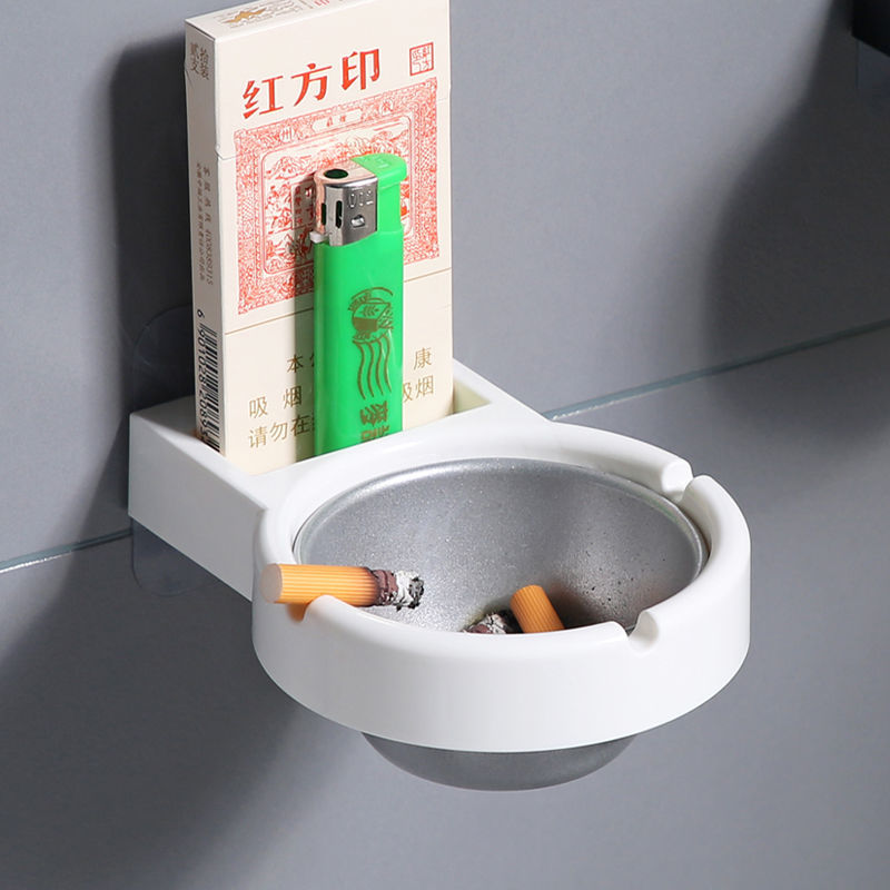 壁挂贴墙免打孔烟灰缸卫生间浴室家用粘贴烟灰缸北欧风防水烟灰缸