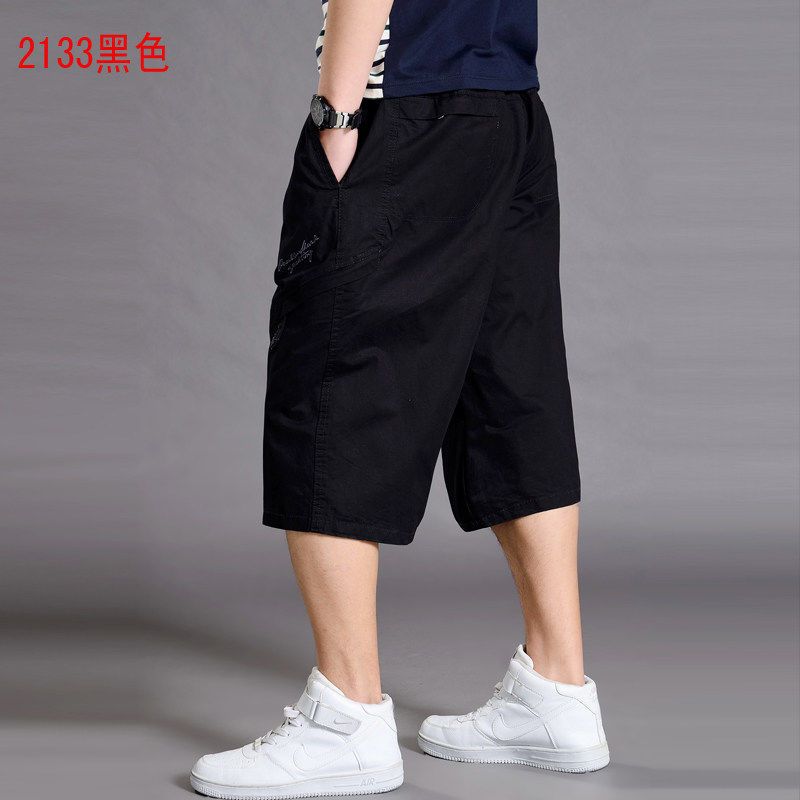Summer loose tooling cropped pants men's sports shorts plus fat plus size casual 7-point pants fat fat guy breeches
