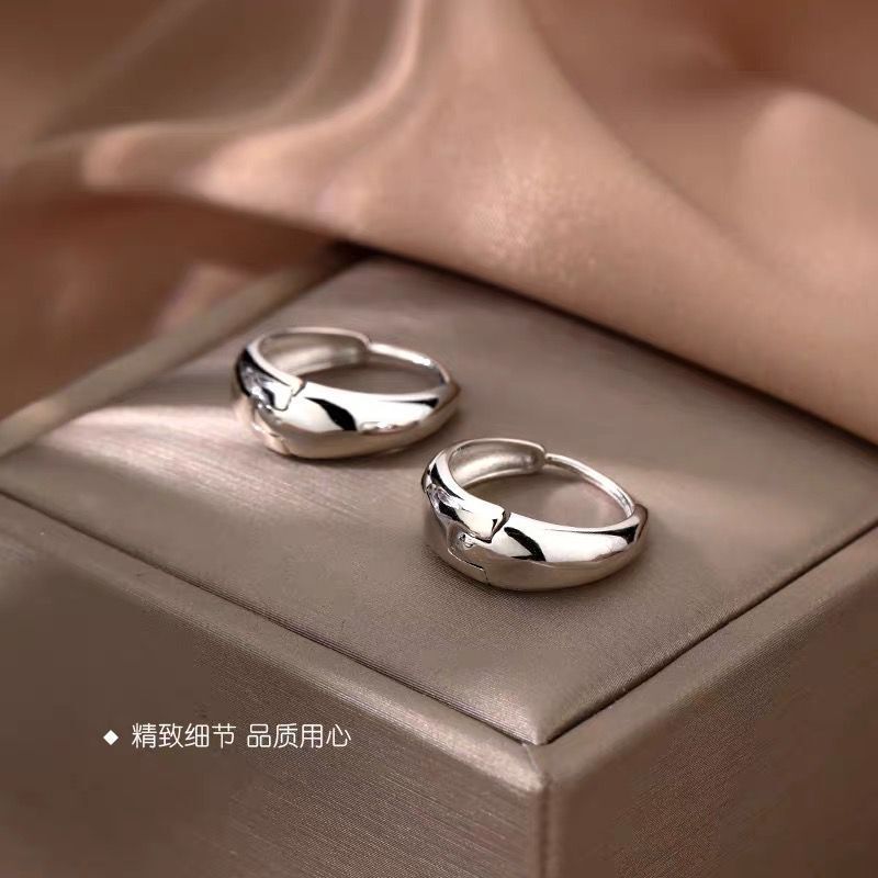s925纯银冷淡风耳饰女复古圆圈耳环小众设计感高级韩国气质网红潮