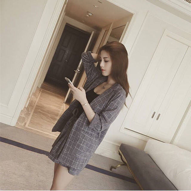 Three-piece small suit thin coat wide-leg shorts fashion suit female summer new student Korean version loose long-sleeved