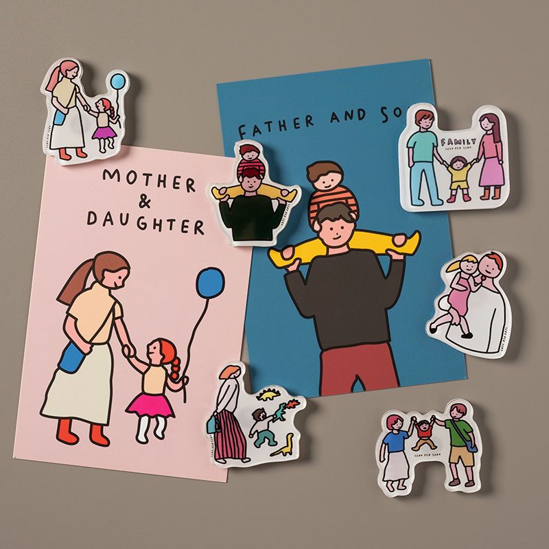《一家人》父母与孩子成长系列韩国插画卡通亲子亚克力冰箱贴