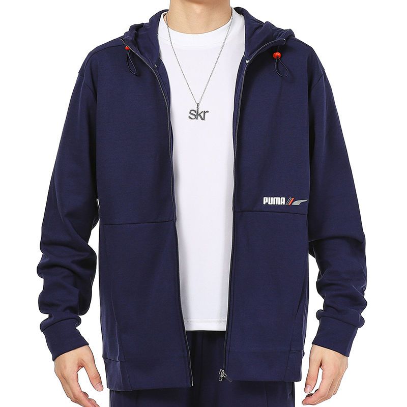 puma彪马运动服男士2021秋季新款连帽宽松针织夹克外套846533-06