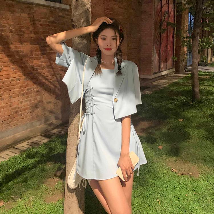Summer two-piece Korean version  new design sweet and cool suit short loose short-sleeved small suit women's suit