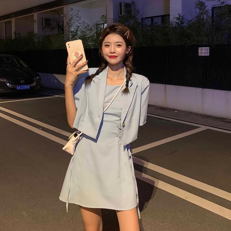 Summer two-piece Korean version  new design sweet and cool suit short loose short-sleeved small suit women's suit