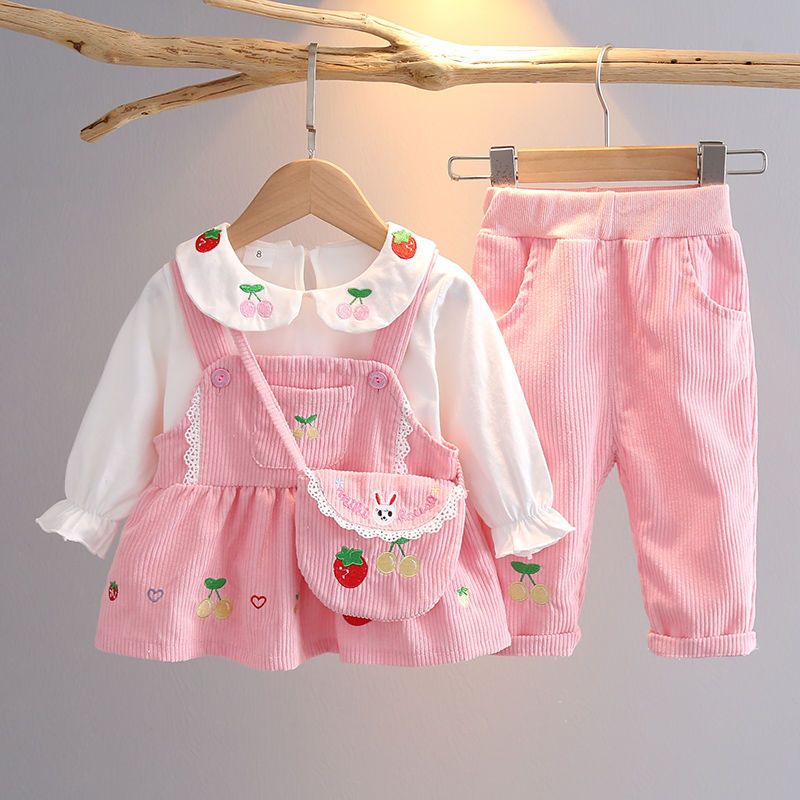 嬰幼兒春裝外套女童裝春秋嬰兒三件套裝公主衣服0-1歲3秋季2秋裝5