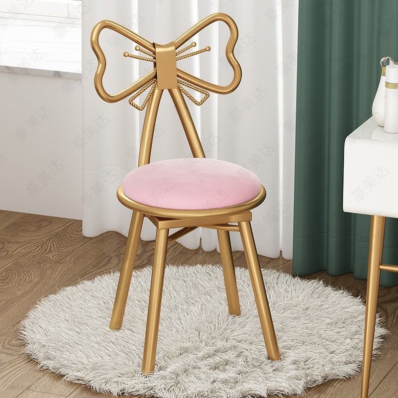 北欧靠背梳妆凳卧室化妆凳子简约轻奢蝴蝶椅网红化妆台梳妆台椅子