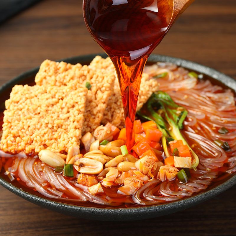 54271-食族爽酸辣粉正宗红薯粉桶装整箱批发价懒人方便速食食族人系列-详情图