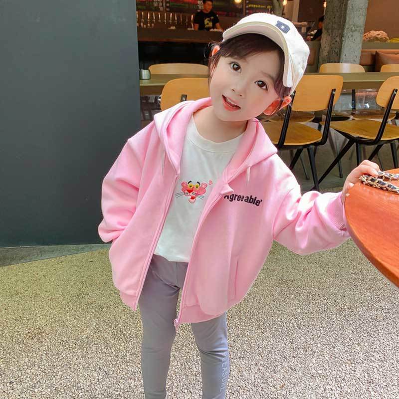 Girls' coat spring 2022 new children's wear Korean children's casual Hoodie Baby Sports sweater cardigan