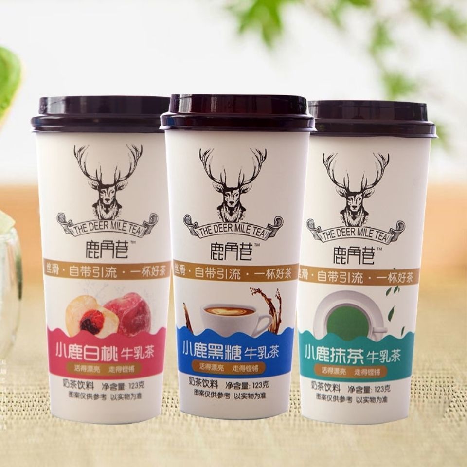 54310-鹿角巷奶茶牛乳茶3杯港式爆网红手摇冲泡杯装黑糖鹿丸奶茶粉冲饮-详情图