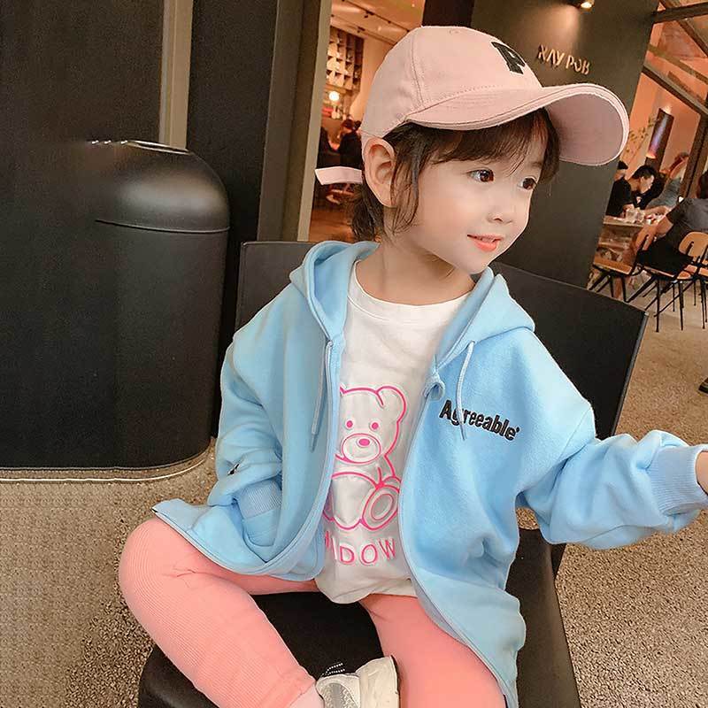 Girls' coat spring 2022 new children's wear Korean children's casual Hoodie Baby Sports sweater cardigan