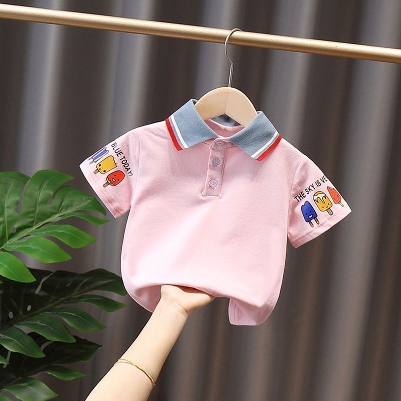 Boys summer children's short-sleeved suit  new foreign style polo shirt kindergarten cotton top two-piece set