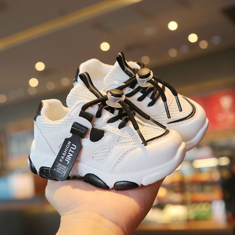 Baby shoes breathable spring and autumn style 2023 girls' small white shoes mesh boy sports shoes soft bottom baby toddler shoes