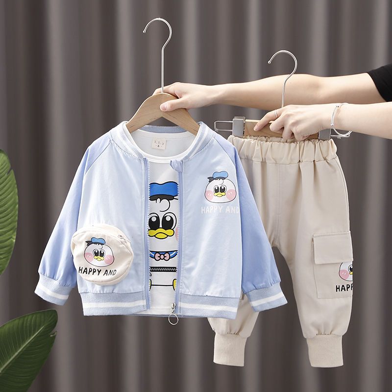男宝宝秋装套装洋气1一3周岁小男童夏装帅气衣服婴儿童外套三件套