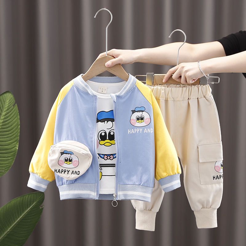 男宝宝秋装套装洋气1一3周岁小男童夏装帅气衣服婴儿童外套三件套