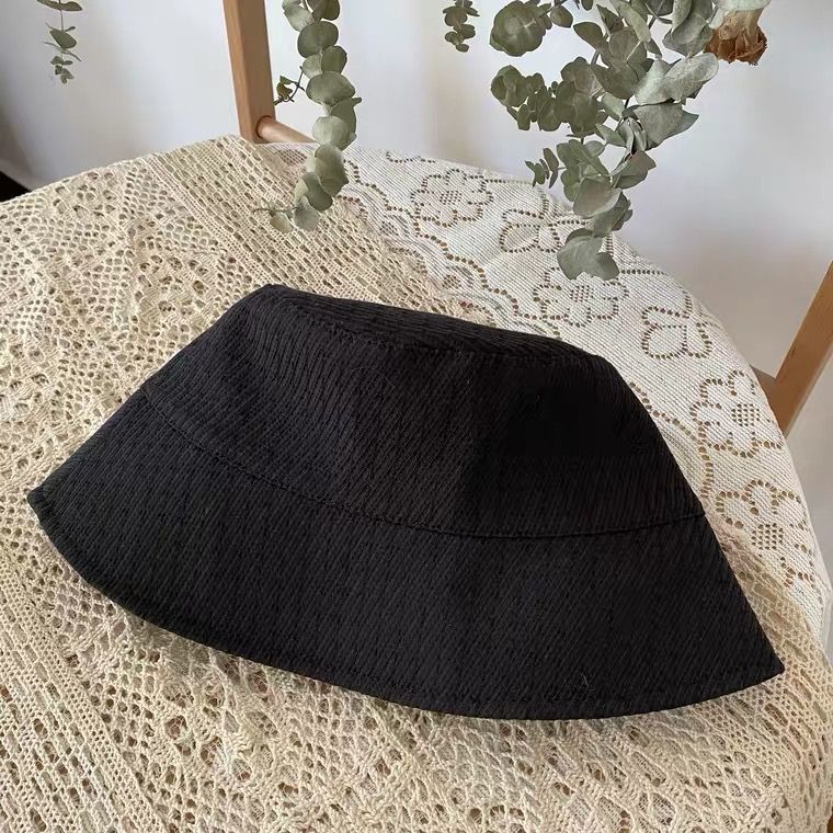 Hat women's new all-match student Korean version ins Japanese striped fisherman hat plain sunscreen sunshade bucket hat trendy