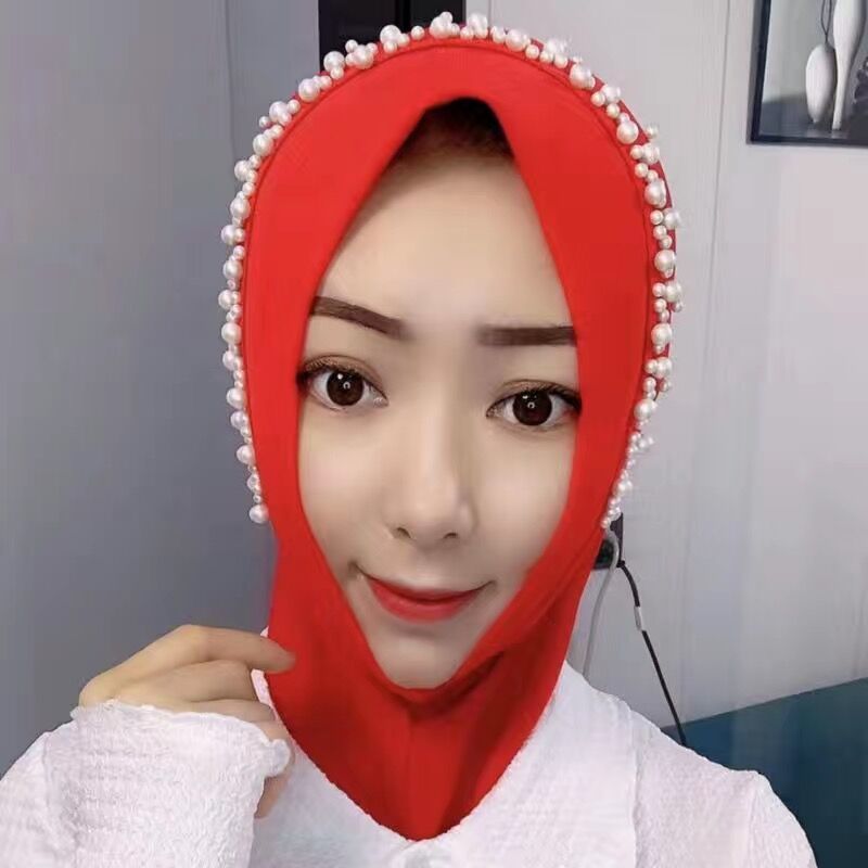 Muslim gauze summer new convenient headgear fashion beaded hijab Hui casual head scarf thin bag head scarf