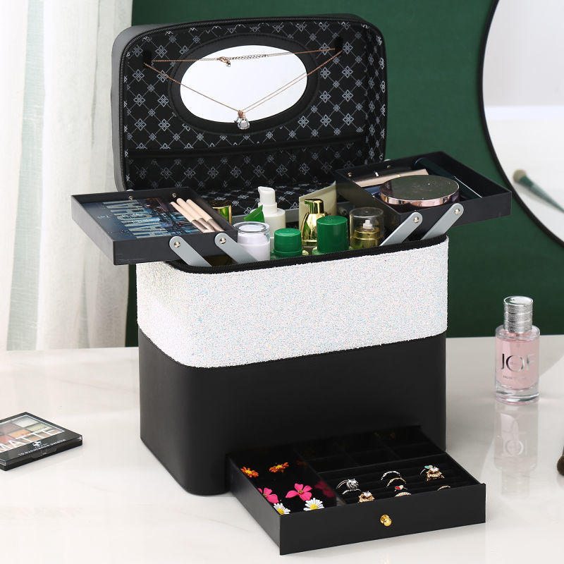 高档新款ins化妆包便携式外出护肤品收纳盒多功能高颜值化妆箱包