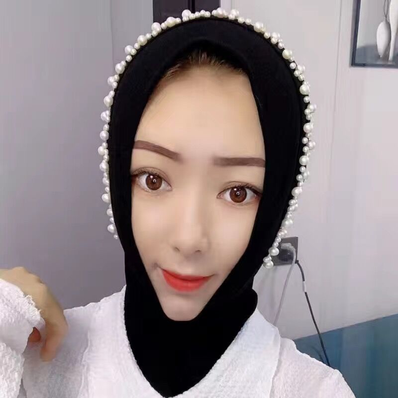 Muslim gauze summer new convenient headgear fashion beaded hijab Hui casual head scarf thin bag head scarf