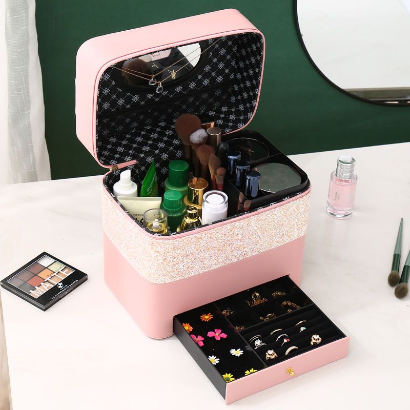 高档新款ins化妆包便携式外出护肤品收纳盒多功能高颜值化妆箱包