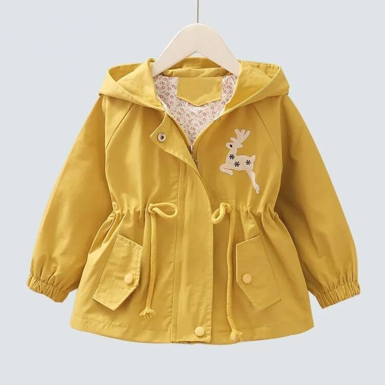 Girls coat spring 2022 new spring and autumn children's windbreaker children's baby princess top hooded coat zipper
