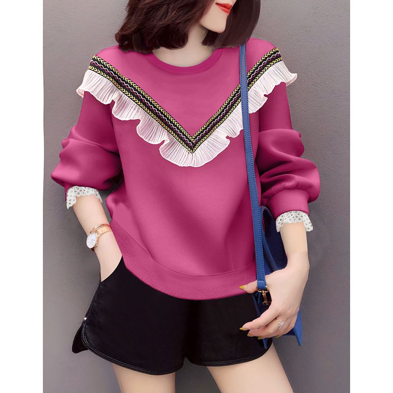 Spring and autumn 2023 new foreign style large size women's clothing Korean version outerwear loose thin section fat mm sweater top 200 catties