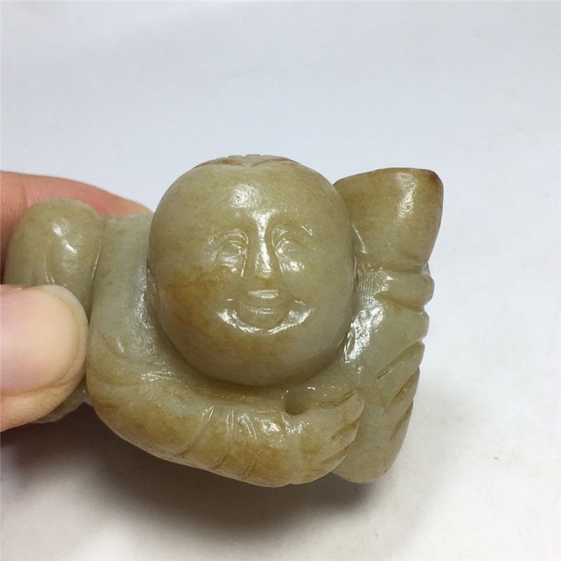 【官窑瓷】清代和田玉摆件古玩古董古玉招财童子明清老物件旧货包