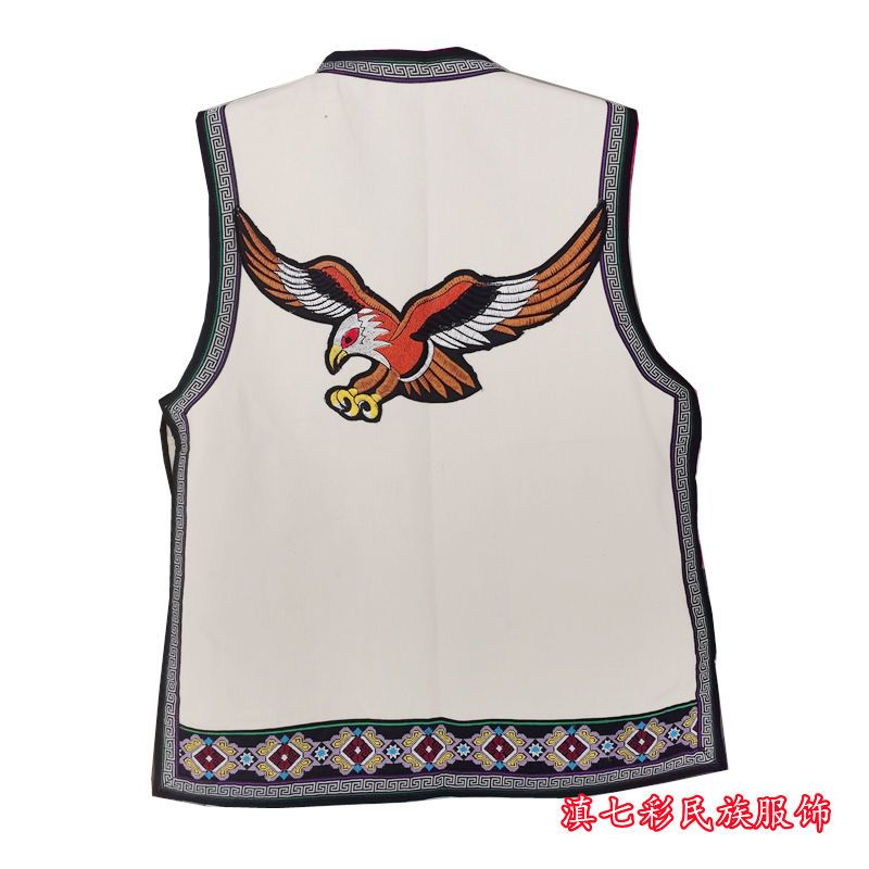 新款十字绣男马甲民族特色服装牛口袋三弦绣花牛头马甲黑花马夹 10月5日发完 虎窝拼