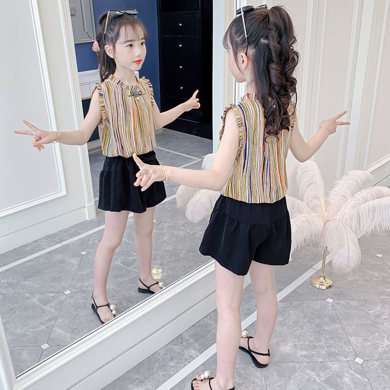 大兒童女童夏裝套裝2023新款衣服6小女孩8網紅7時髦洋氣12歲童裝