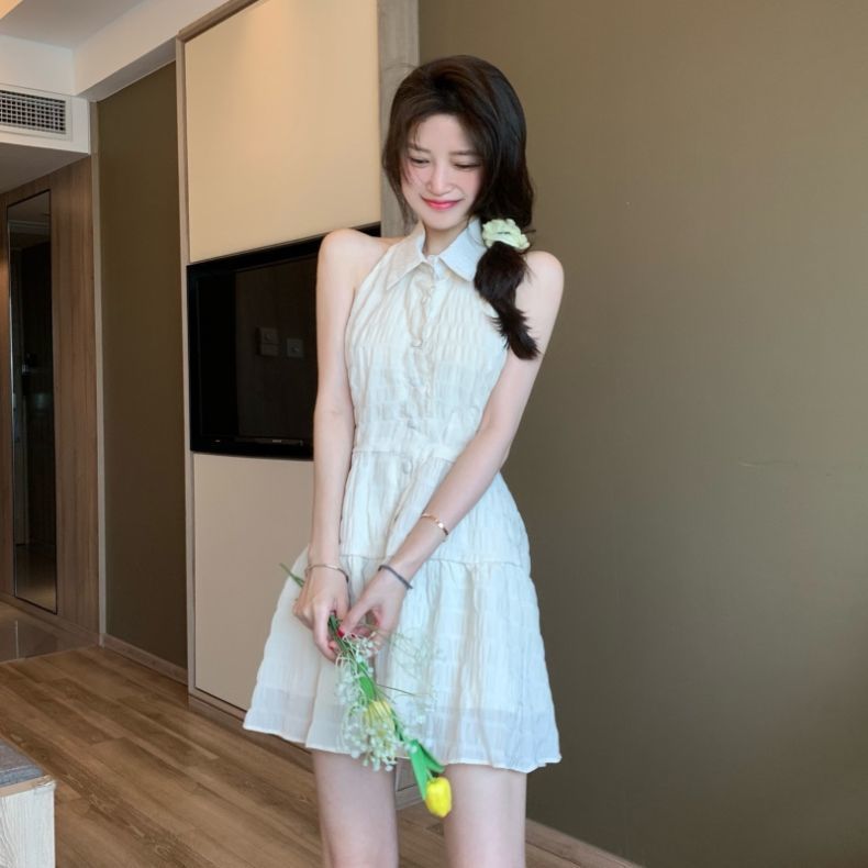 75844-港风法式初恋挂脖连衣裙女夏季2021新款网纱露背甜美收腰辣妹裙子-详情图