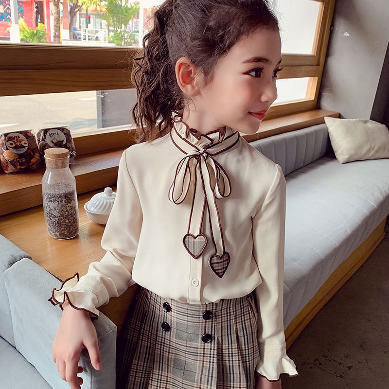 女童春秋套装2022新款小女孩衬衫洋气公主风百褶裙学院两件套韩版