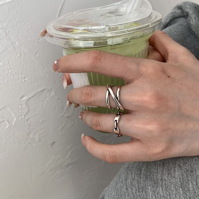 Set cold style index finger ring for women ins trend hip-hop fashion personality retro open ring for women niche design