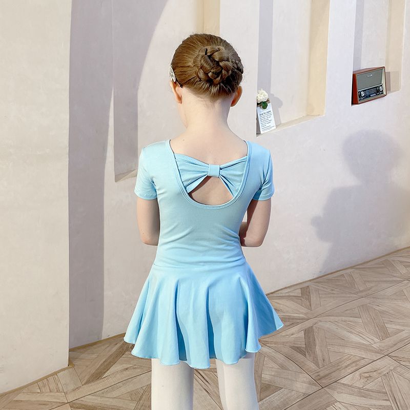 兒童舞蹈服夏季短袖女童練功服考級舞蹈練舞衣按扣開檔幼兒中國舞