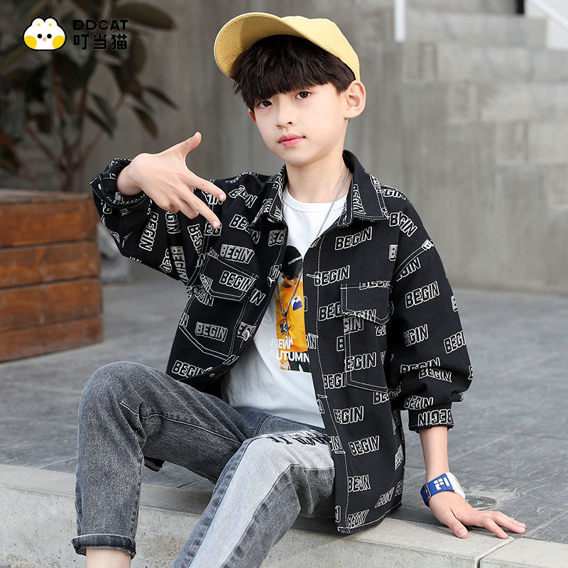 75698-叮当猫男童长袖衬衫秋季中大童洋气外穿衬衣春秋男孩薄款上衣外套-详情图