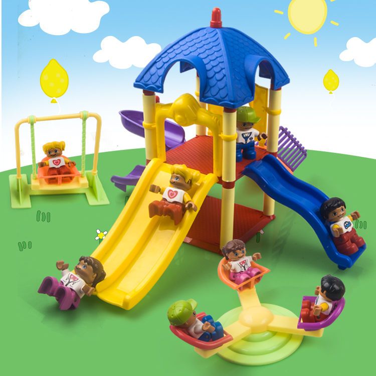 儿童小猪游乐园卡通一家过家家滑梯拼装男孩女孩宝宝玩具礼物【15天内