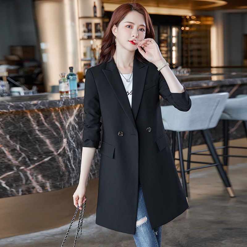 High-end business wear small suit jacket women's spring and autumn thin section 2021 new fashion foreign style mid-length suit outerwear