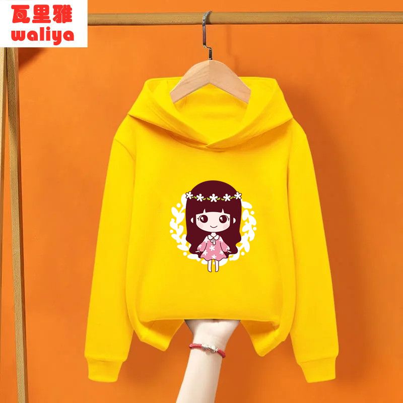 Girls' fashionable casual hooded sweatshirt spring and autumn thin Korean style new medium and large children's loose top trendy