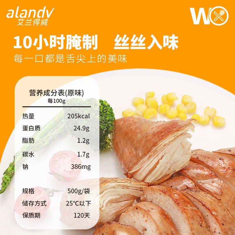 91772-【低脂代餐】14包艾兰得威鸡胸肉即健身代餐减低脂饱腹鸡肉零食-详情图