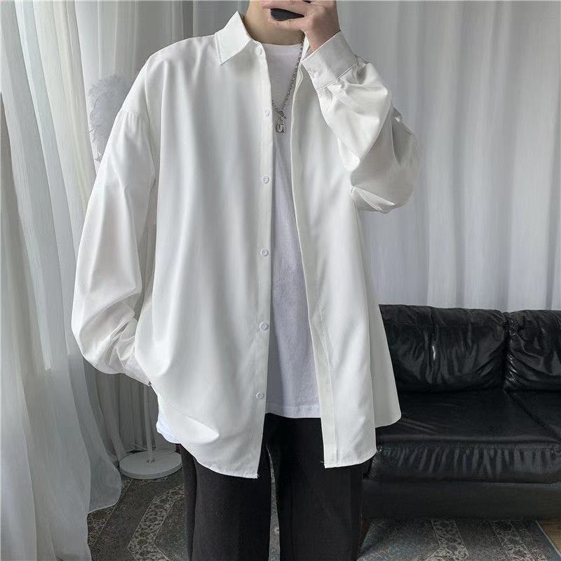 High-quality drape ice silk shirt men's long-sleeved sunscreen jacket loose fat man large size Korean style trendy handsome shirt