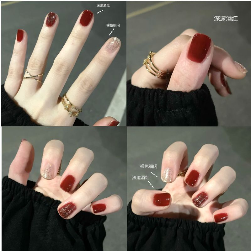 小紅書酒紅色指甲油不可剝持久不掉色免烤快干無毒顯白美甲有學生