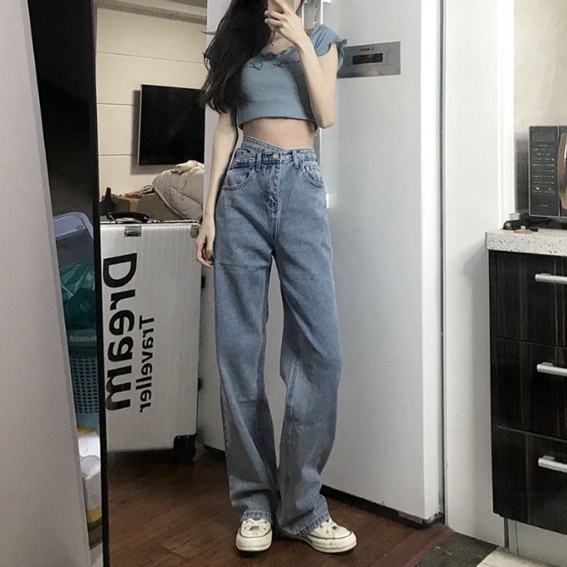 大碼牛仔褲女年夏季新款高腰顯瘦胖妹妹mm寬鬆百搭直筒闊腿褲